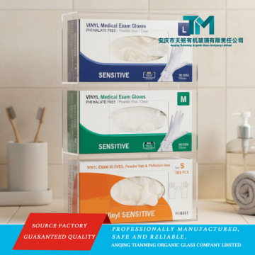 3 Compartment Acrylic Glove Box for Hairnets and Masks