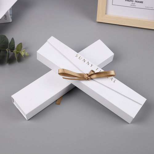 커스텀 골드 로고 용지 흰색 목걸이 선물 상자