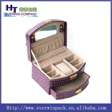 New design cosmetic PU leather jewelry box, leather powder box, case trolley case with jewelry