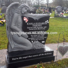 Granite stone bench marble angel engtaving tombstone sculpture
