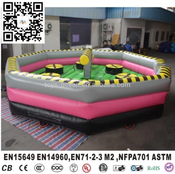 Customized challenge inflatable meltdown game with rotative machine