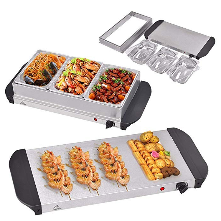 Stainless Steel Three 1.5L Pans Buffet Food Server