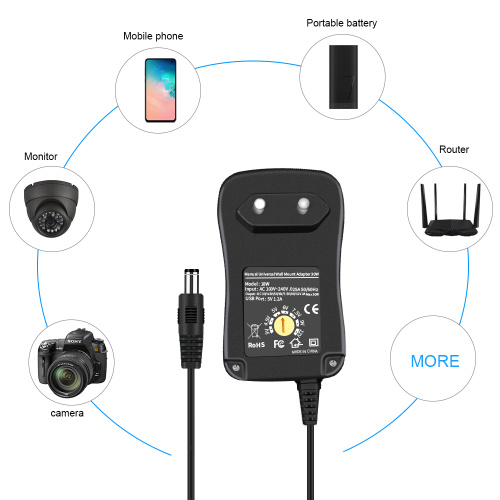 18W Handmatige Universal EU Wall Mount Adapter