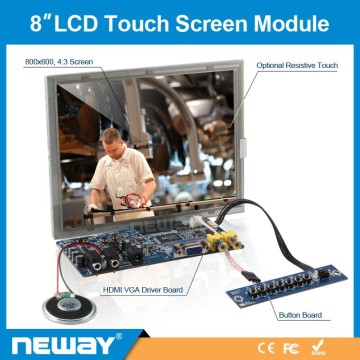 Low power consumption 8'' 4:3 resistive touch led pcb module LCD MONITOR