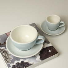 6 Ounce Multicolor Porcelain Cappuccino Cups with Saucers for Coffee & Tea Drinks