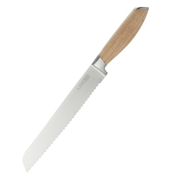 8 INCH BREAD KNIFE WITH PAKKA WOOD HANDLE