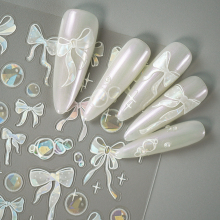 Custom Self-Adhesive 3D Bow Nail Art Stickers for Fingernail Decorations