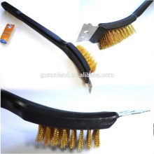 Barbeque BBQ Grill Brush Brass Bristles & Scraper Copper brush