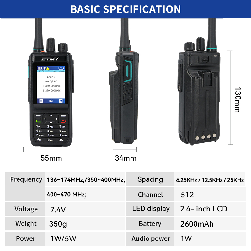 ETMY AP35 DMR Tire 3 Trunking System Explosion Proof DMR Digital Portable Radio Walkie Talkie