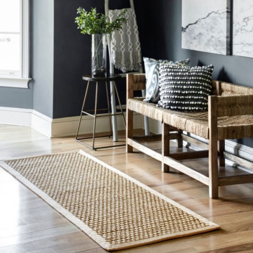 Natural seagrass fiber woven runner rug for hallway