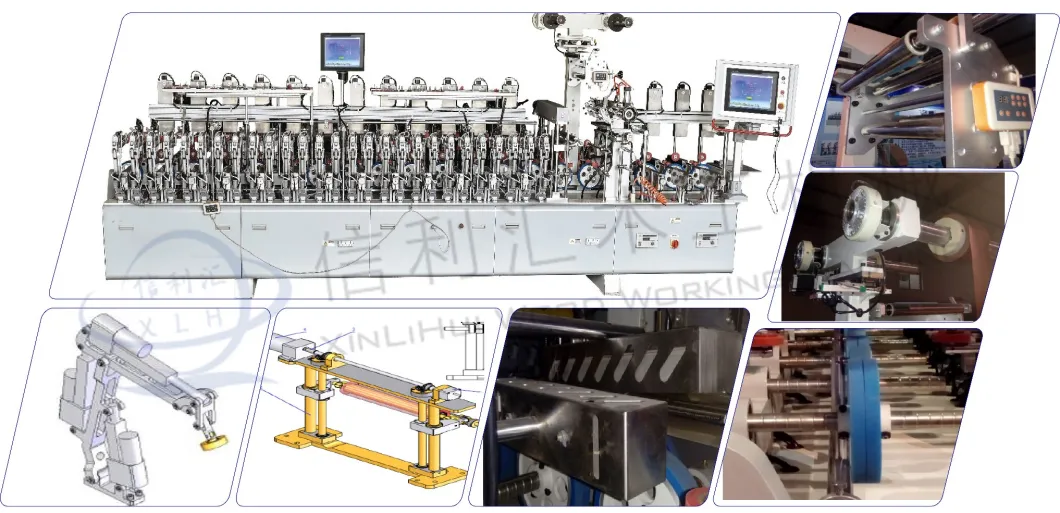 Full Automatic PUR Coating Profile Wrapping Machine for PVC Profile with Arms/ PUR Glue Sheeting Machine or Wood/ Plastic/ Hot Glue MDF Frame Profile Wrapping