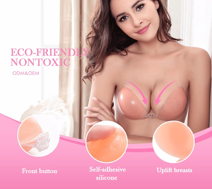 Eco-Friendly moon shape thick padded silicone bra