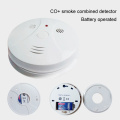 2 em 1 combinam alarme de fumaça de bateria e co detector