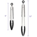 Stainless steel locking kitchen tongs with silicon tips