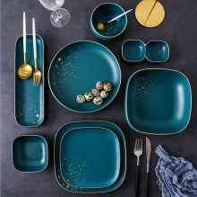 Retro Green Ceramic Tableware for Restaurants and Homes