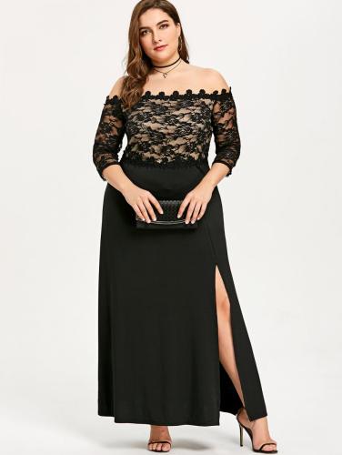 One-Shoulder Plus Size Lace Dress