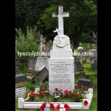 White marble slab cross tombstone for cemetery