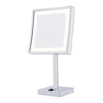 Square lighted table mirror