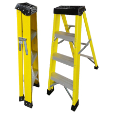 WEIKEN FRP 3-Step Insulated Fiberglass Folding Step Ladder with Tool Tray
