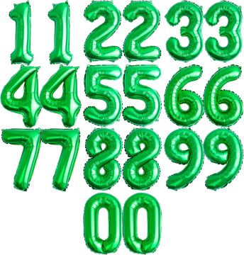 Green numbered aluminum foil balloons