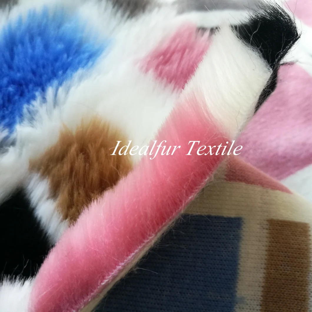 Multicolor Jacquard Rectangle Faux Fur