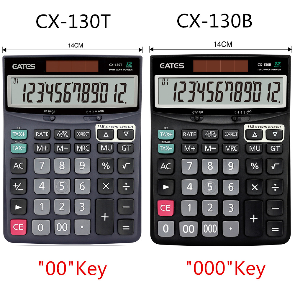 New Hot Selling Big Size 12 Digits 112 Steps Desktop Check Correct TAX Calculator With 000 Key