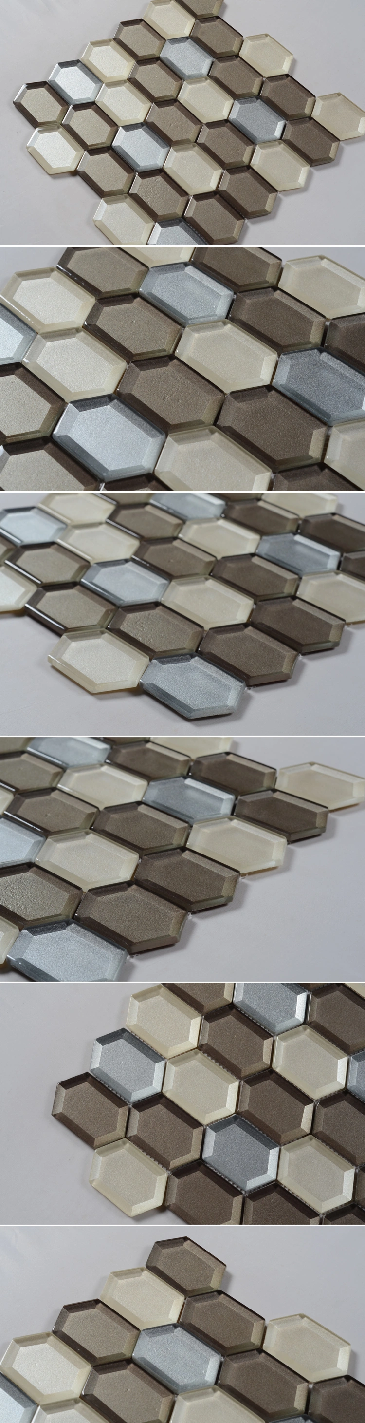 Color Mixture Cold Spray Frosted Hexagon Glass Mosaic Tile Factory