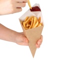 Offset-Logo gedruckt braune Kraftpapiertüte für Pommes frites Waffelverpackung Einweg-Pommes-Papiertüte