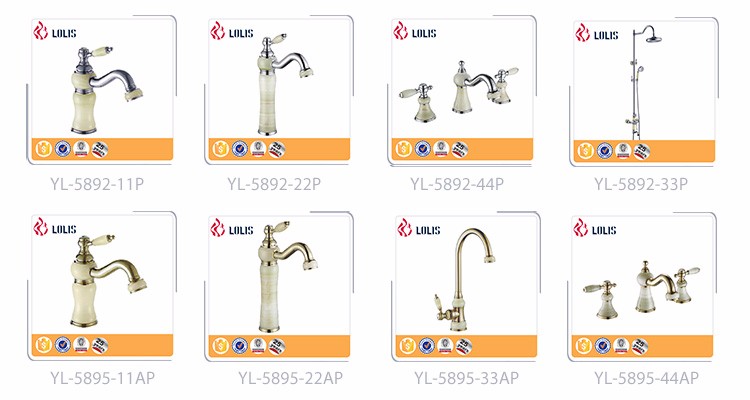 YL-5895-BQ Antique brass faucet marble stone bath faucets set