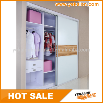 Biuld in sliding door wardrobe tempered glass sliding door closet