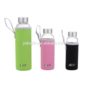 BPA Free Glass Water Bottle with pouch bag and silicone Sleeve