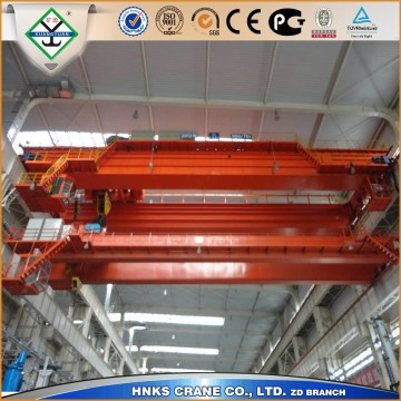 Heavy duty electric winch 25ton QD type double hook bridge overhead crane with trolley