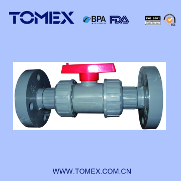 two flange pvc double union ball valve/ flange ball valve