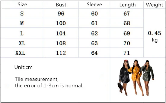 Ladies Long Sleeves One-Piece Sexy Short Dresses Casual PU Faux Leather Shirt Dress for Women