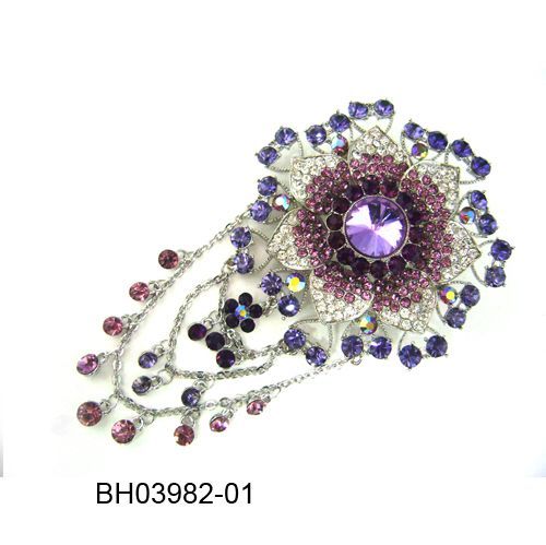 Flower CZ Stone and Alloy Brooch