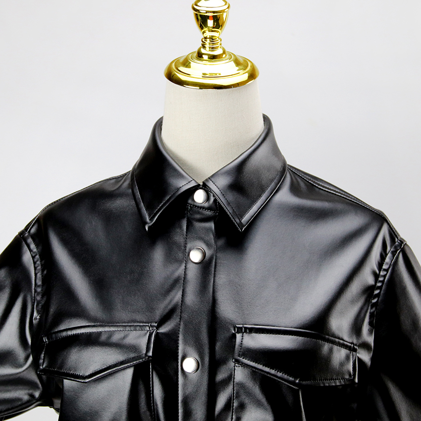 Stand Collar Leather Jacket