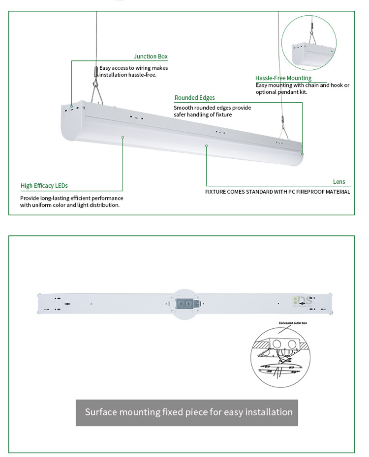 ETL CETL DLC 5.0 UGR 19 Tunable CCT linkable 4ft Industrial Wall Mounted LED Strip Light