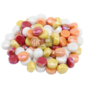 Color Mixed Iridescent Round Glass Mosaic