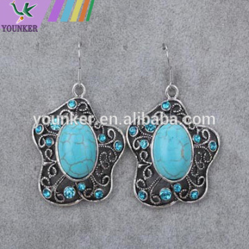 wholesale popular women earring turquoise glass gemstone earring