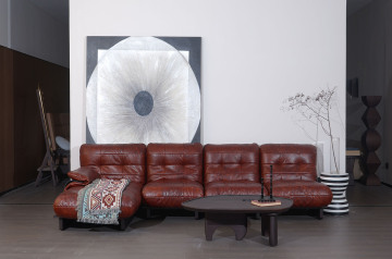 Leather sofa Simple modern living room sofa