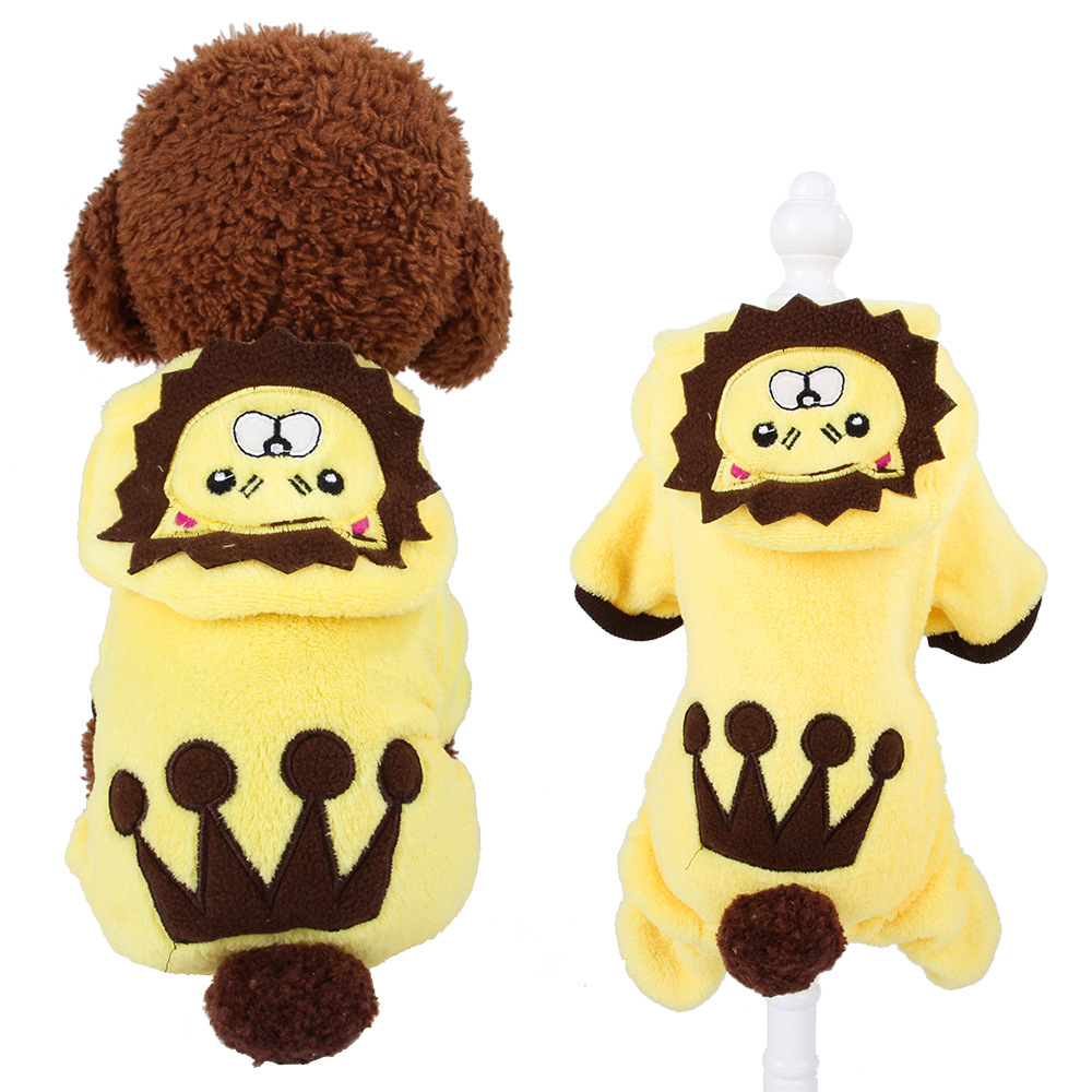 stock wholesale fashion warm cotton fleece Pet jumpsuit cartoon dog winter coat