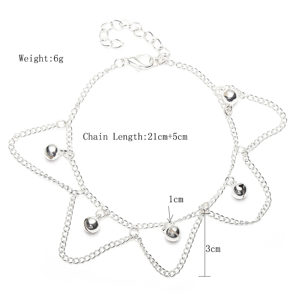 Fashion Retro Multilayer Tassel Anklet Chain Small Bell Women's Anklet Adjustable