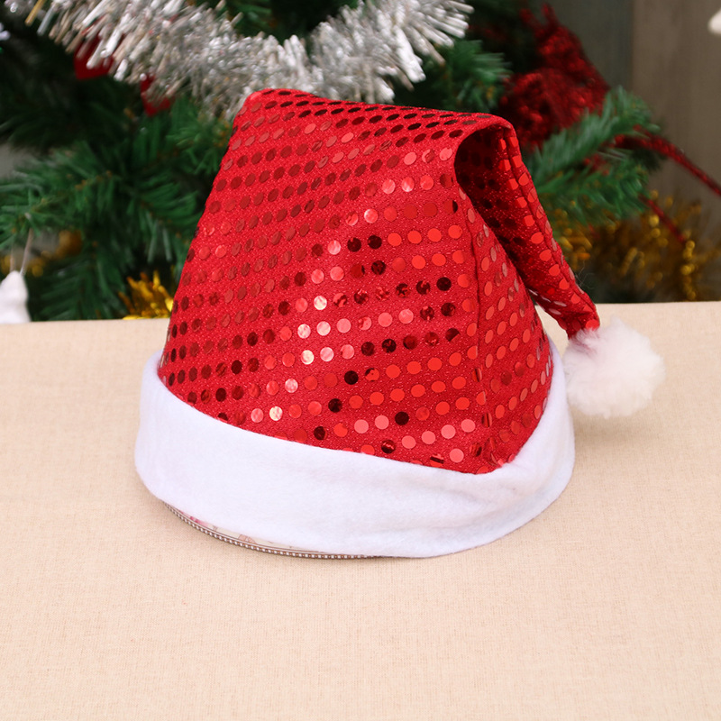 Christmas adult Christmas hat sequined Christmas decorative hat for the elderly party performance decorations 0