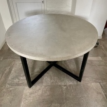 Light Grey Polished Steel Frame Concrete Round Table