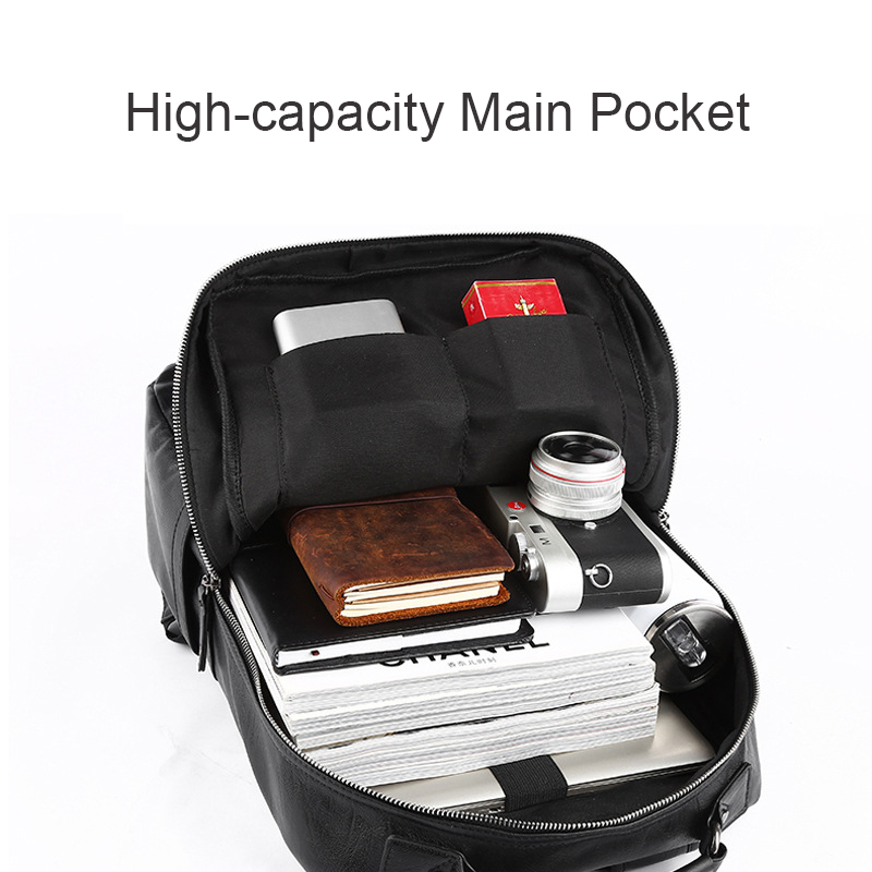 2022 small black sink business cuir boy book bags male leather backpack for teens