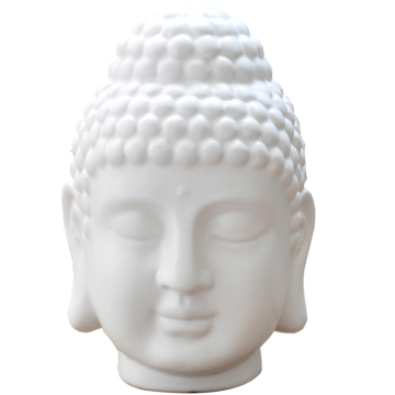 Handcrafted White Ceramic Buddha Head Statue for Home & Meditation Decor