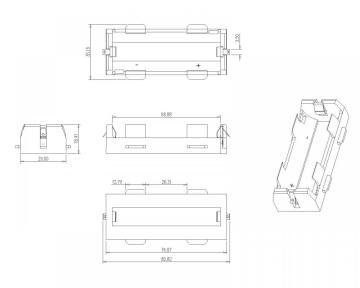 BBC-W-G0-A-107 Single Battery Holder For 26650 Solder Tail