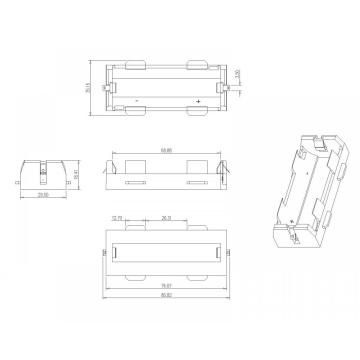 BBC-W-G0-A-107 enkele batterijhouder voor 26650 Soldeerstaart