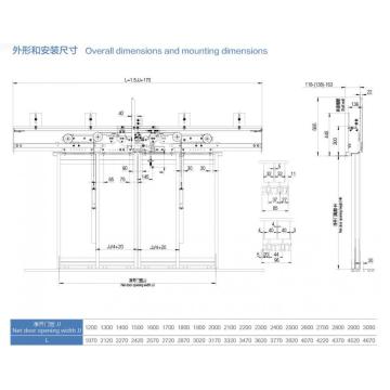 Operatore per porta ascensore di piano a due velocità, lunghezza macchina 2420 mm - 4670 mm XD1219