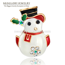 Neoglory Czech Rhinestone Enameling Brooch Valentine's Gift Snowman Cute Brooches for Women Girl Valentine's 2016 New Brand